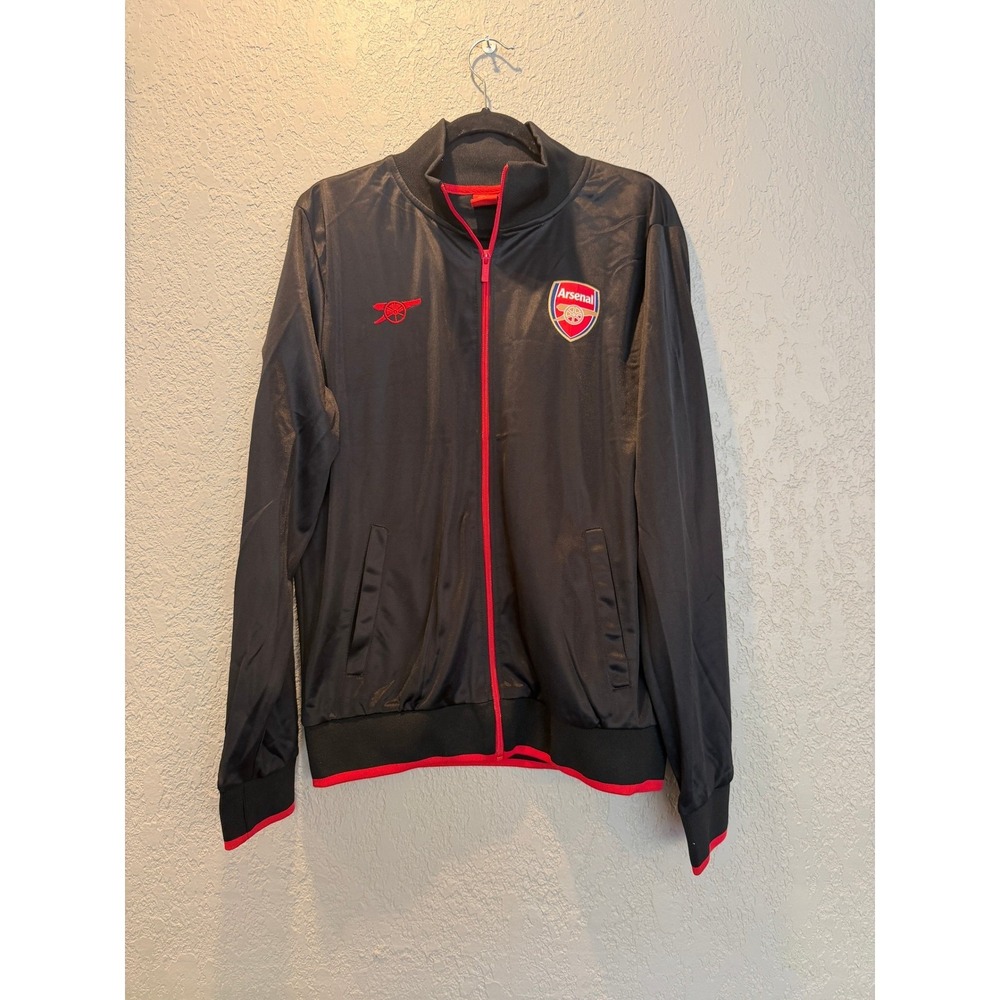 Arsenal FC Mens Tricot Track Jacket Black Red Full Zip Soccer Top SP2227A Large